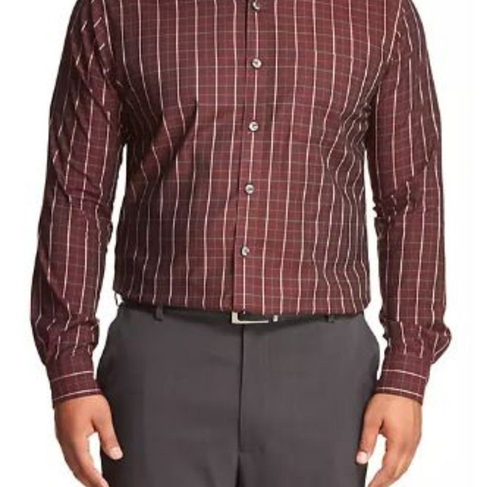 VAN Heusen Men's Red Rubia Plaid Button Down Shirt